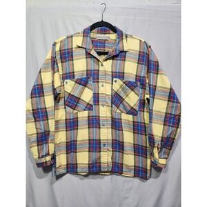 JOAN HARPER Plaid Shirt Women‎ Yellow Blue Red Classic ButtonUp Casual MED LRG